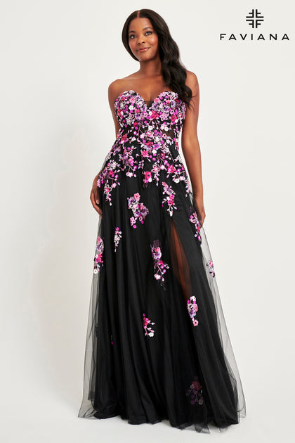 Faviana 11028 Black Sunburstprom dress at XO by Sophia s