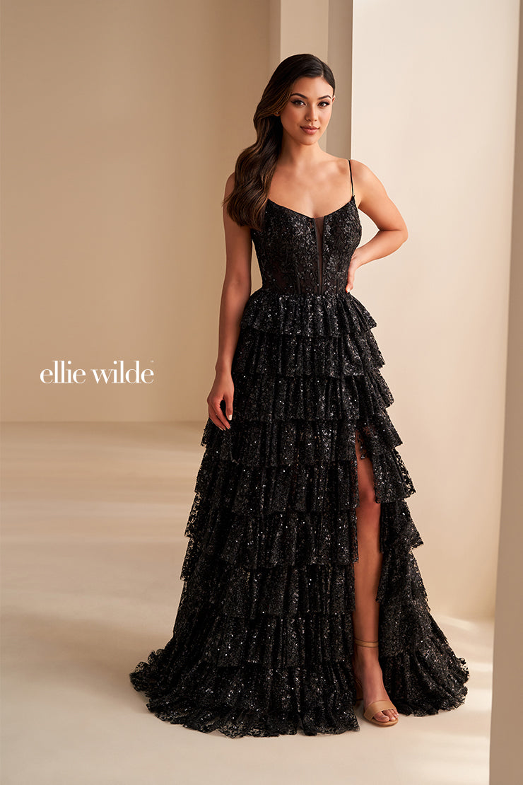 Ellie WIlde Gold Prom Dress at XO by Sophia's