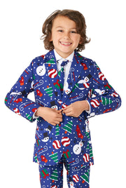 BOYS Christmas Snowman Blue Tux or Suit