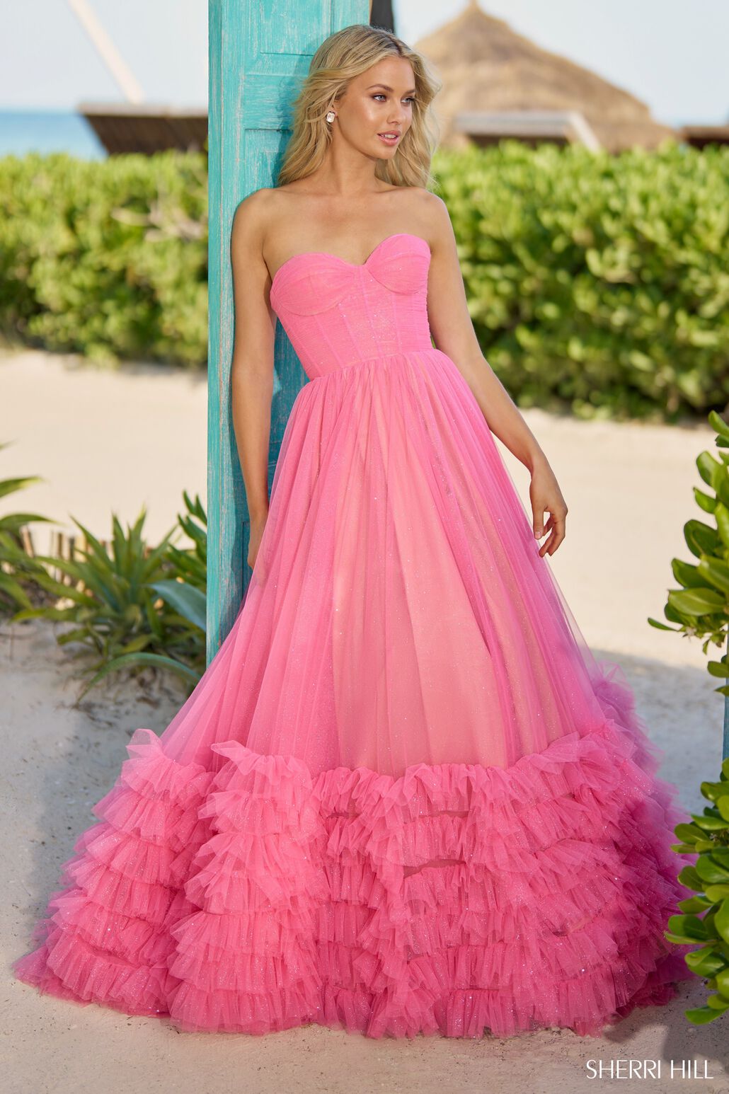 Sherri Hill Bright Pink prom dress at XO by Sophia's 56040 / Bright Pink / 10