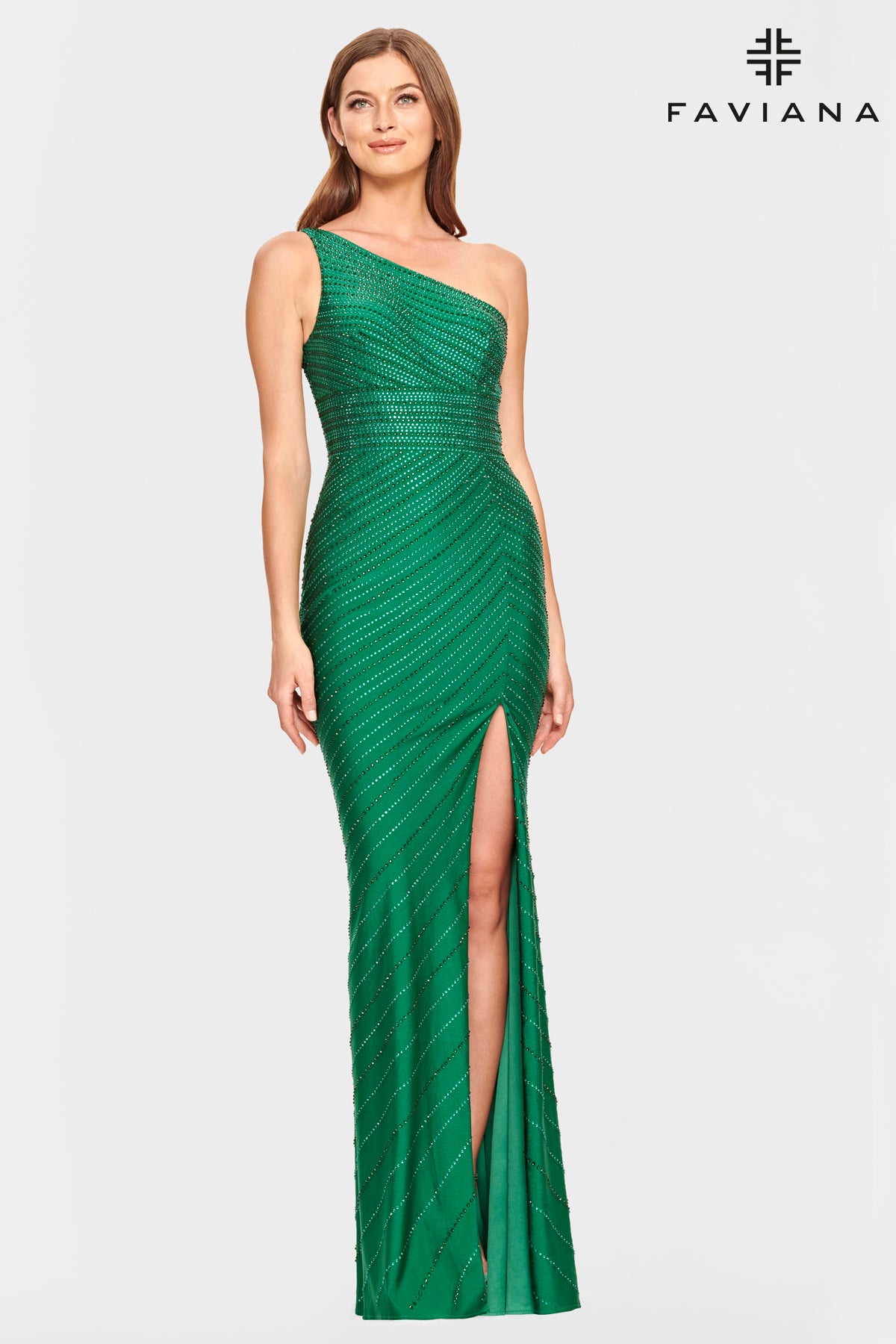 green emerald velvet dress Long Open-Back Formal Prom Dress by Faviana Deep Green / 0 main image 0