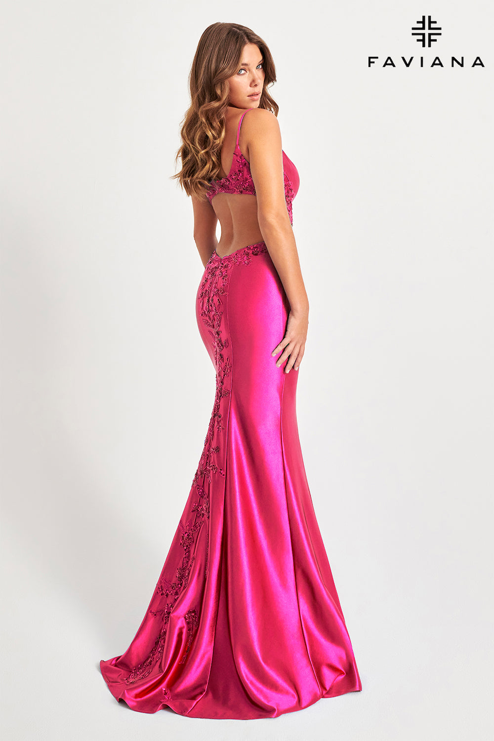 strapless open back dress Faviana 11007 Light Pinkprom dress at XO by Sophia's