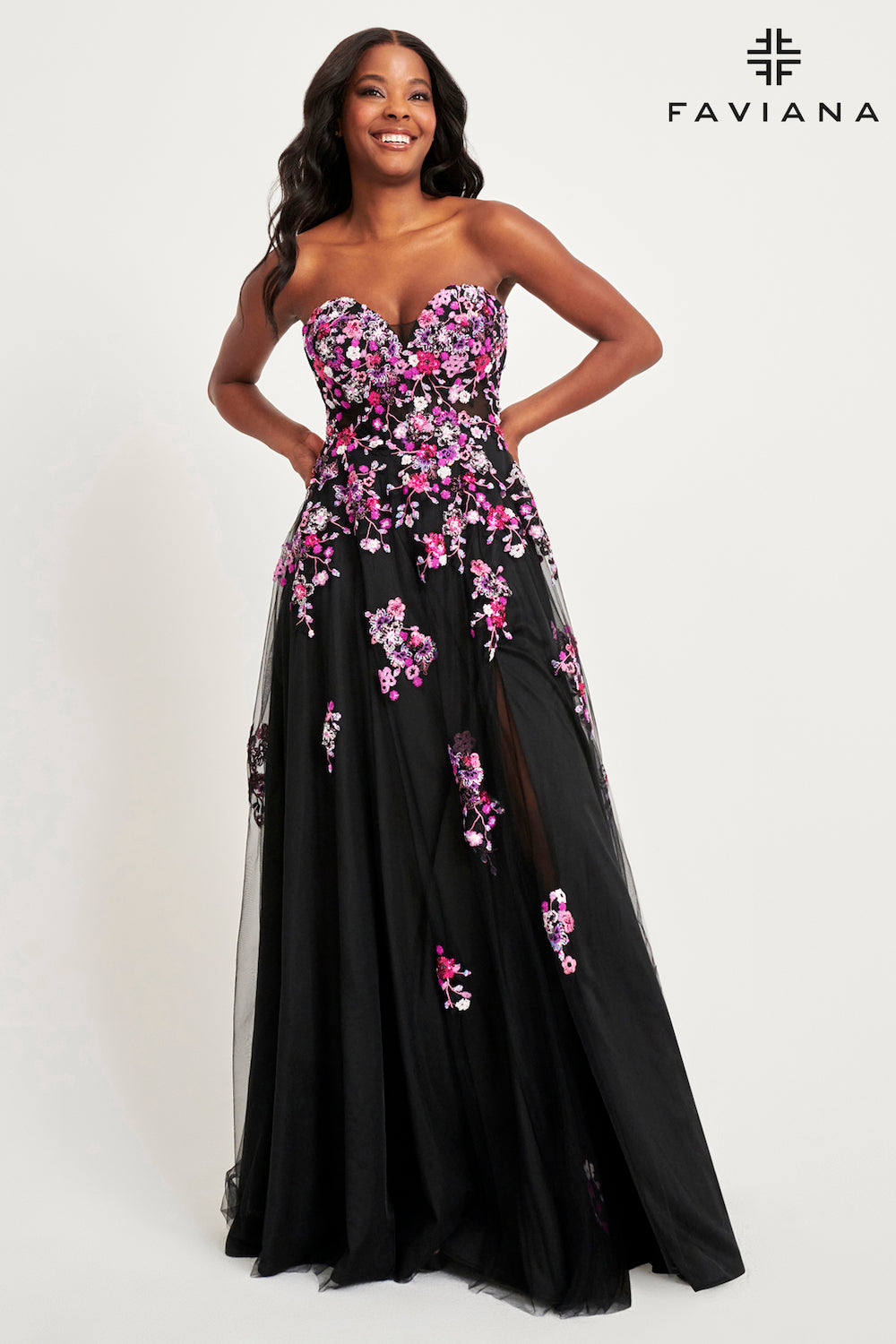 Faviana 11028 Black Sunburstprom dress at XO by Sophia s