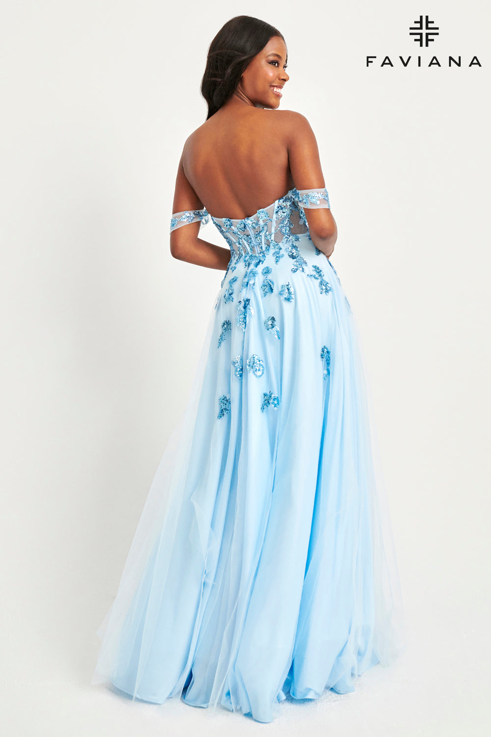 Faviana 11059 Ice Blueprom dress at XO by Sophia's