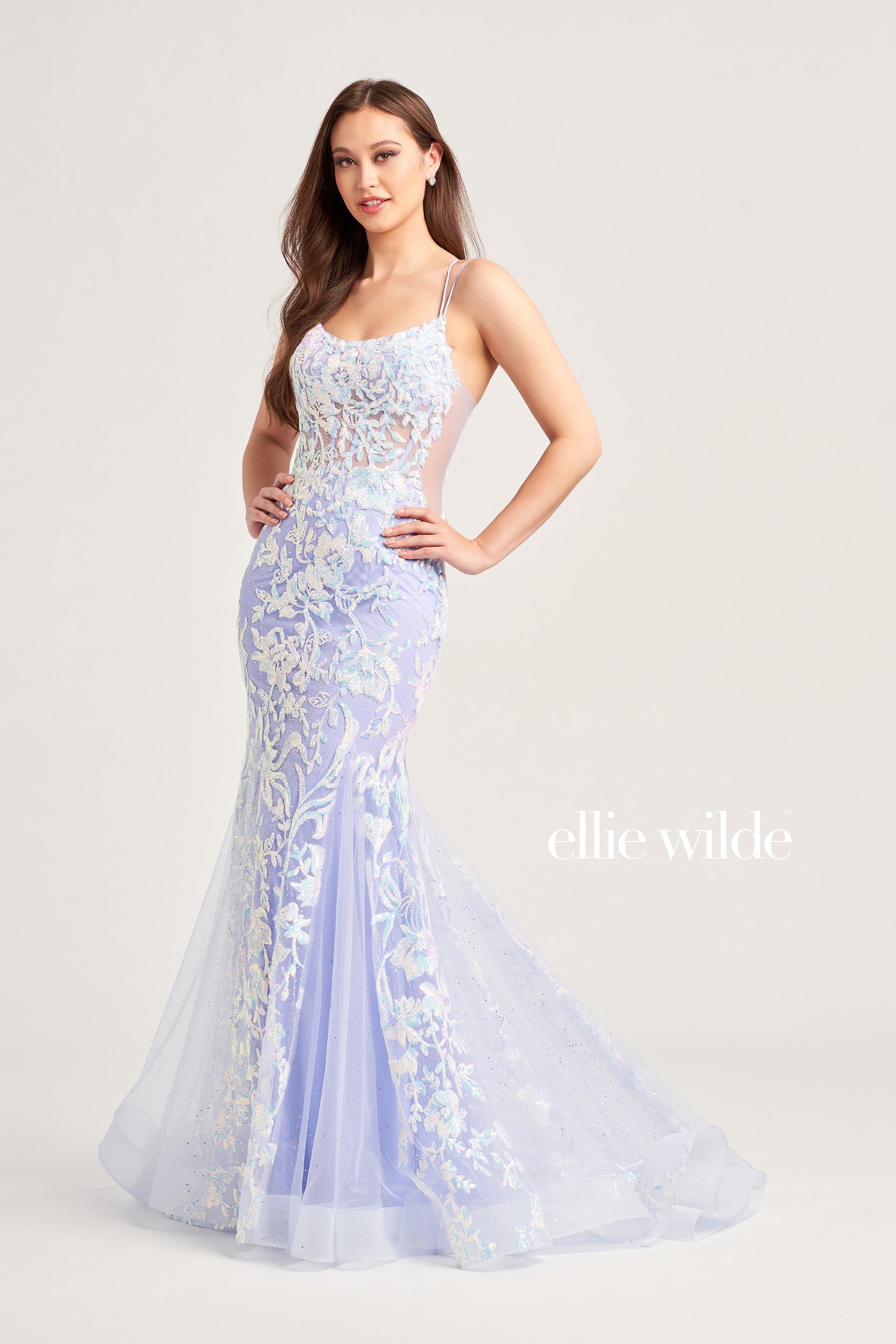 open lace back dress Asymmetrical Neckline Sleeves Sweep Train Prom Dresses COCOMELODY CS0804
