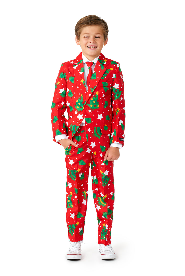 BOYS Christmas Trees Stars Red Tux or Suit