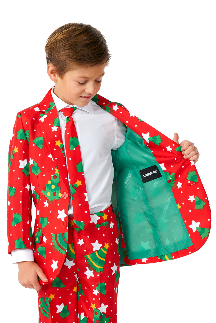 BOYS Christmas Trees Stars Red Tux or Suit