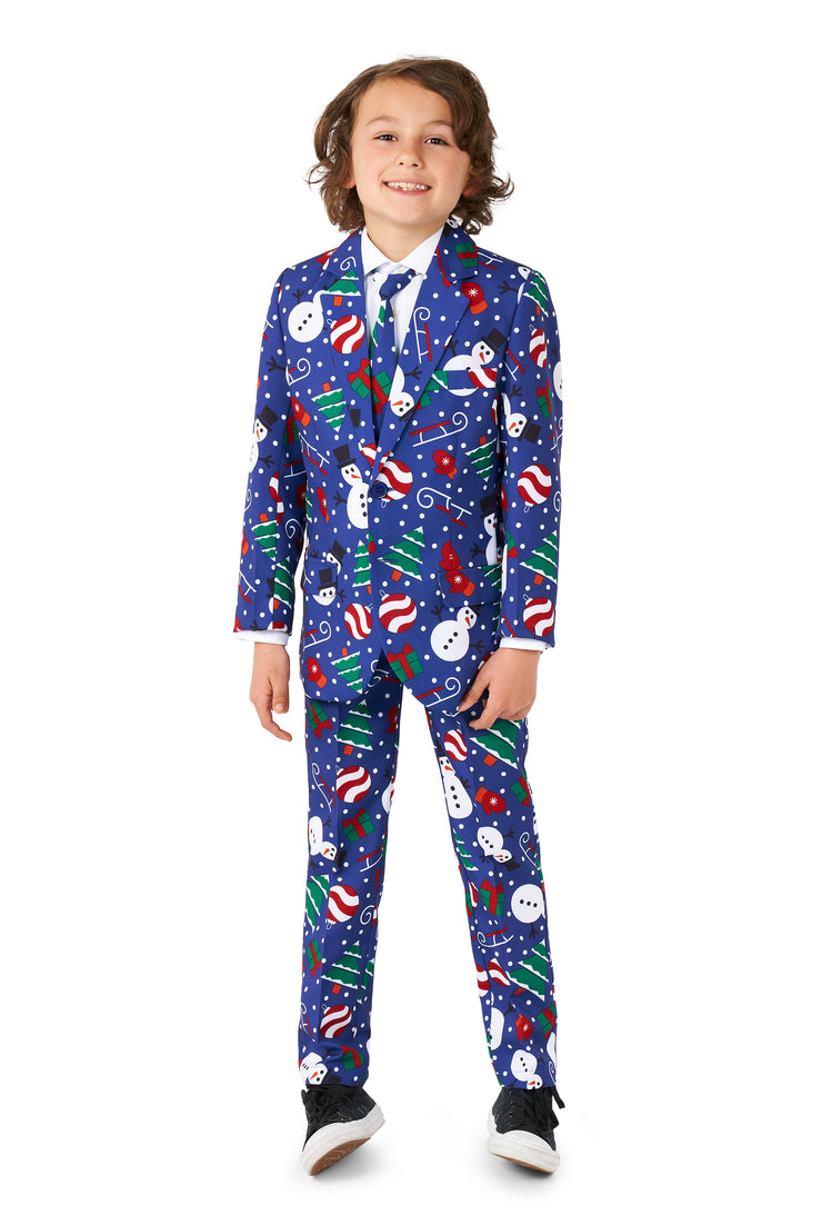 BOYS Christmas Snowman Blue Tux or Suit