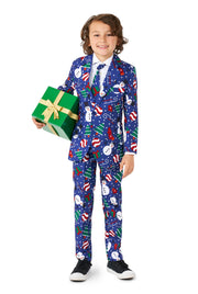 BOYS Christmas Snowman Blue Tux or Suit