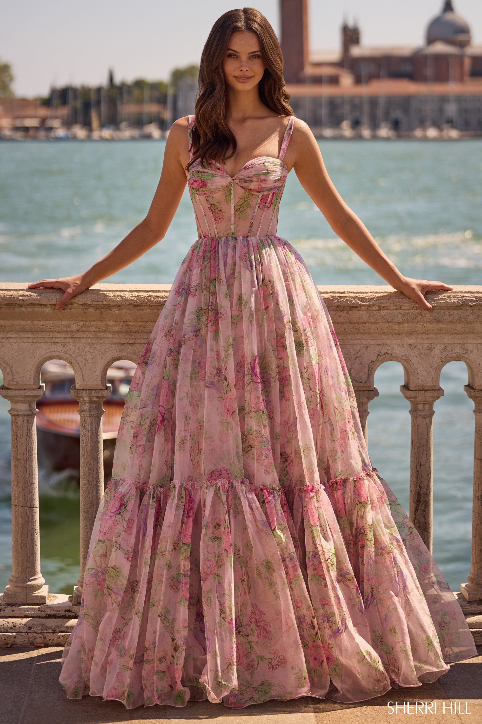 Sherri Hill Prom Dress 57628 - 57628 / Lt Pink Print / 00 Sherri Hill Prom Dress 57628 - 57628 / Lt Pink Print / 00